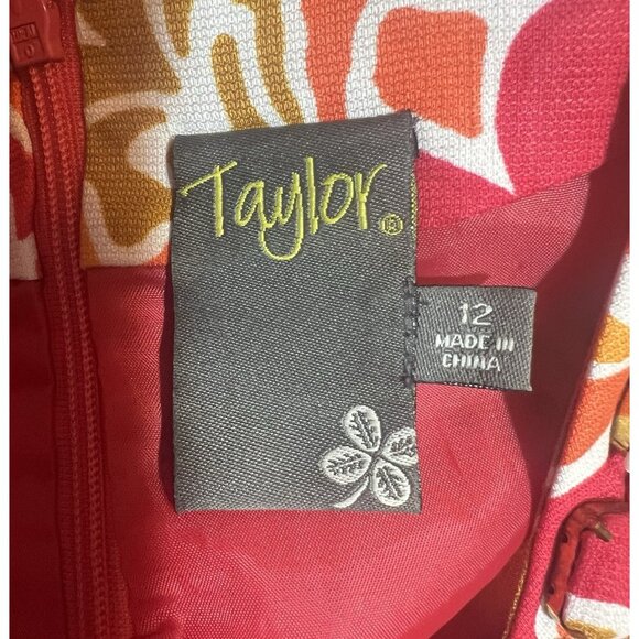 Taylor Women’s Dress Floral Red Sleeveless Silk Linen Halter Neck Lined Zipper - Picture 3 of 13